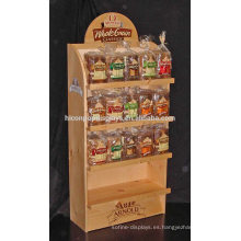 Panadería Tienda minorista Pastelería Estante comercial 4 estantes Suelo Pan Soporte de exhibición de madera rústica para la venta